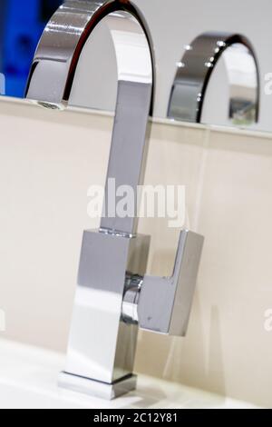 modern stainless steel faucet knob Stock Photo
