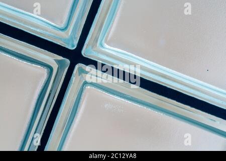 A glass brick wall background. Architecture interior. Stock Photo