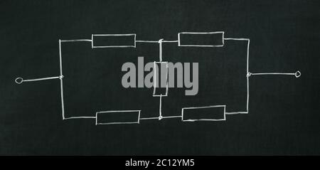 The electrical diagram drawn on a blackboard with chalk Stock Photo