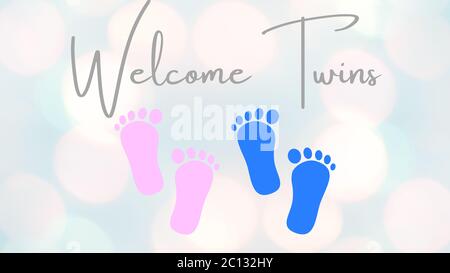 Illustration, banner, design or card with the Welcome Twins