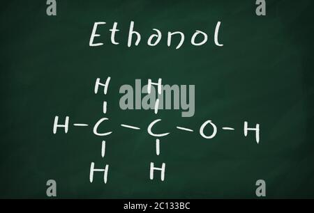 On the blackboard draw ethanol structural formula Stock Photo