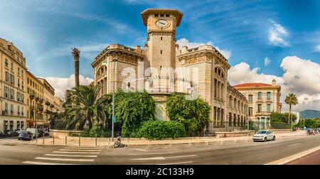 The beautiful architecture of Lycee Massena, iconic building in the city centre of Nice, Cote d'Azur, France Stock Photo