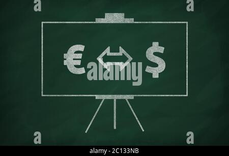 Two different currencies icon drawn on the blackboard Stock Photo