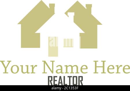 3 houses grouped. Two surround the positive shape of the third home in the foreground. Could be used for a individual realtor, a realty company or a b Stock Vector