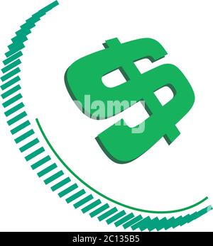 Money coin with a dollar sign logo graphic & tetured edges Stock Vector