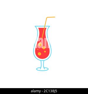 Cocktail colorful doodle icon. Poster with cocktail. Cute hand drawn cocktail. Vector hand drawn cocktail Illustration. Vector isolated on music and s Stock Vector