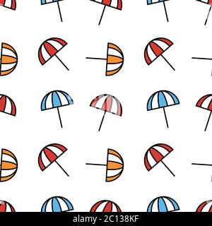 Seamless pattern design with beach umbrellas Stock Vector