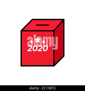 minimalistic illustration of a red ballot box, symbol for voting and politics Stock Vector