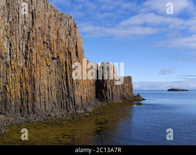 Columnar jointed basalt in Stykkisholmur, Snaefellsnes, Iceland Stock Photo