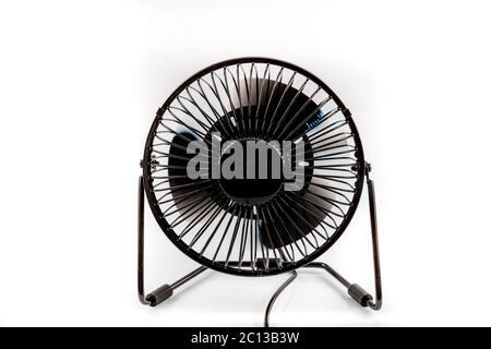 Flexible Fans USB colored LED Programmable Message Fan for PC or Laptops on isolated white background. Stock Photo