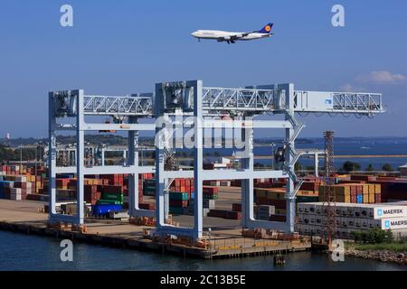 Container Port, Boston, Massachusettes, New England, USA Stock Photo