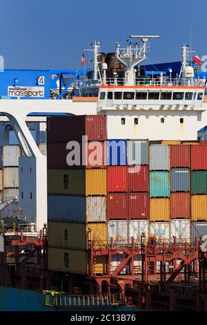 Container Ship, Boston, Massachusettes, New England, USA Stock Photo