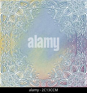 Floral Pattern on Watercolor Painting Stock Photo