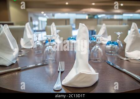 Beautiful served table in luxury restaurant Stock Photo