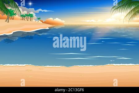 landscape of the beach in morning Stock Vector