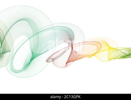 abstract colorful wavy smoke flame over white background Stock Photo