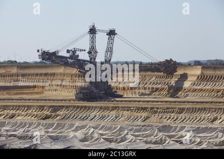 Lignite - bucket wheel excavator in the Garzweiler opencast mine Stock Photo