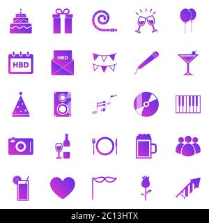 Birthday gradient icons on white backgound, stock vector Stock Vector