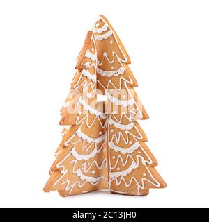 Gingerbread Christmas tree isolated on white Stock Photo