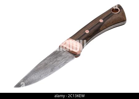 Hand-forged knife on a white background Stock Photo