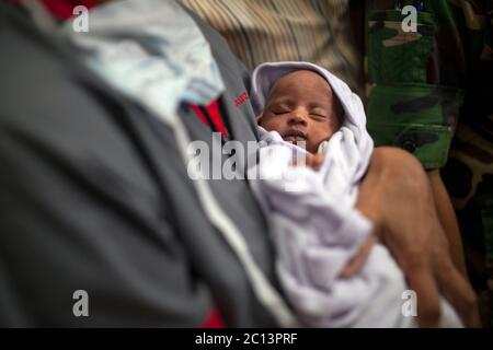 DHAKA, BANGLADESH 16th August : Suraiya infant who was took bullet in mother’s womb shifted to her mother at Dhaka Medical College Hospital, Banglades Stock Photo