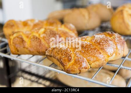 Loafs of sweet Easter breads with leaven Stock Photo