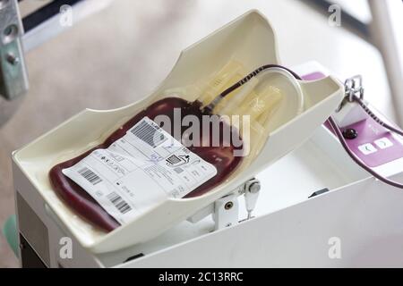 Blood donation volunteers. Blood bank Stock Photo