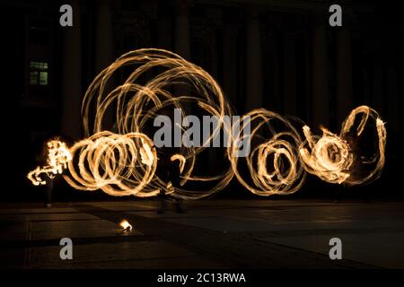 Earth hour fire show circles Stock Photo