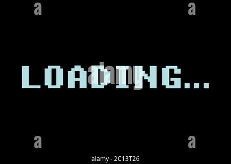 Retro video game LOADING text on  black background, classic loading style,Wait for loading video, Internet with no signal,web design, video editor, ga Stock Vector