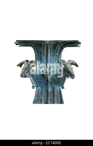 isolated ancient bronze cup on white background Stock Photo