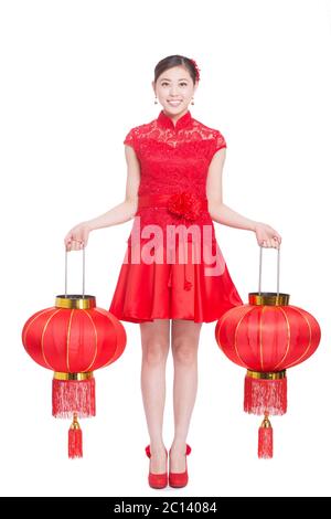 young beautiful asian woman in chinese new year Stock Photo