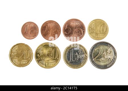 Full set of euro coins isolated on white background Stock Photo - Alamy