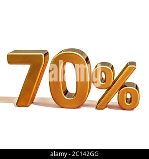 3d Gold 70 Seventy Percent Discount Sign Stock Photo