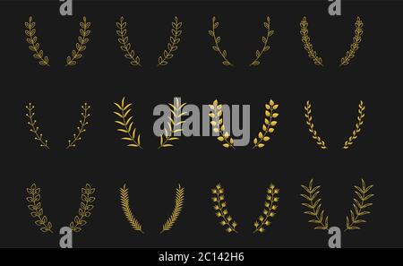 Golden floral vintage wreaths Stock Vector
