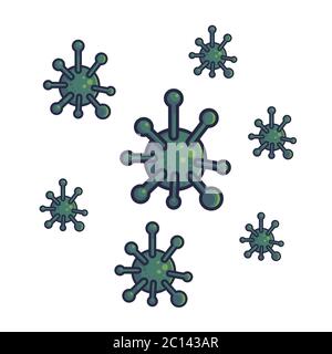 Viruses vector illustration. Virus icon concept isolated. Corona cartoon character. Flat cartoon style Stock Vector
