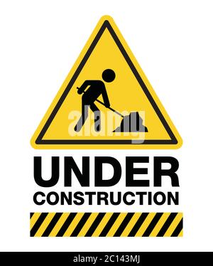 Under construction sign, a man digging ground icon, vector design. Stock Vector