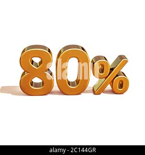 3d Gold 80 Eighty Percent Discount Sign Stock Photo