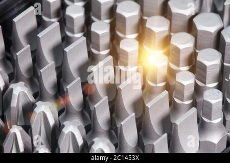 Set of bits in bit holder Stock Photo