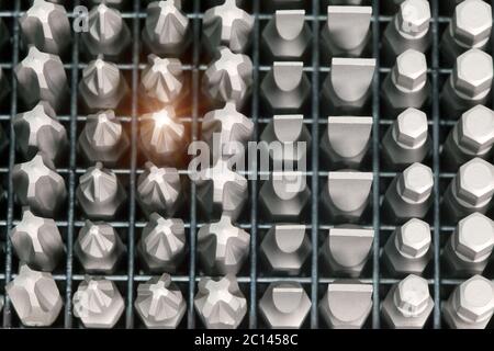 Set of bits in bit holder Stock Photo