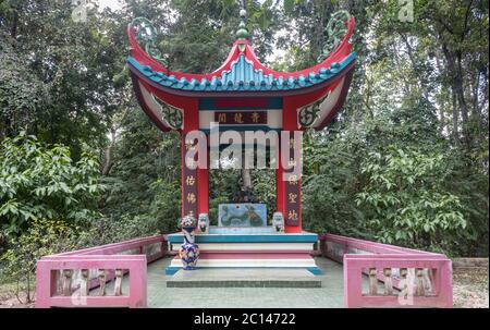 Phayao, Thailand - Nov 24, 2019: Small Dragon Ball Shrine in Thai Temple with Natural Light Stock Photo