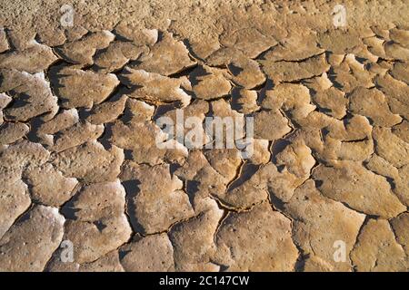 Background texture of dry cracked soil dirt sand or earth during drought Stock Photo