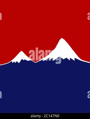 Mountain view of sunset in the minimal style Stock Vector