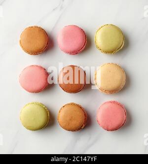 various colorful macaroons, top view Stock Photo