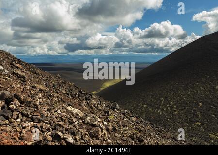 Hiking trail climb to North Breakthrough Great Tolbachik Fissure Eruption 1975 Stock Photo