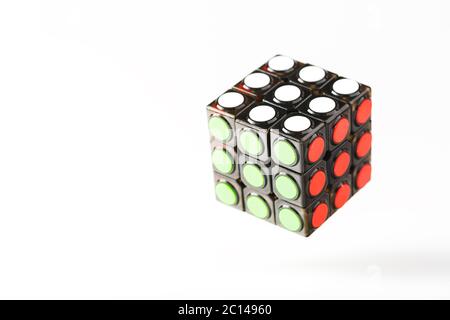 Krasnodar, Russia-June 10, 2020: Rubik's Cube puzzle With round segments isolated on a white background Stock Photo