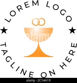 Logo design about wedding ceremony with ring and glass. wedding photography logo Stock Vector