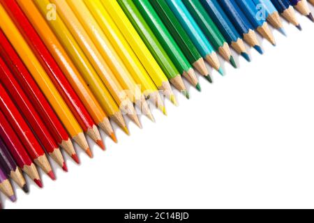 Color pencils in a row Stock Photo