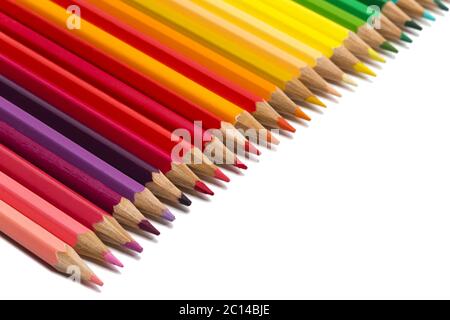 Color pencils in a row Stock Photo