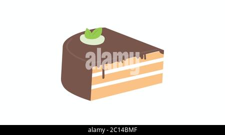 Vector Isolated Illustration of a Piece of Chocolate Cake Stock Vector