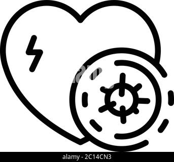 Heart virus icon, outline style Stock Vector